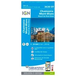 Carte IGN 3630OT Chamonix-Mont-Blanc, Massif Du Mont Blanc