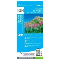 Carte IGN 3532ET Les Arcs, La Plagne, Parc National De La Vanoise
