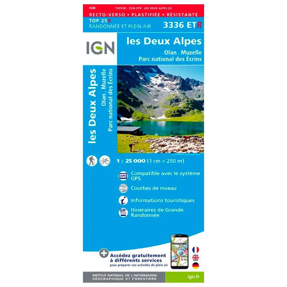 Carte IGN 3336ETR Les Deux Alpes, Olan, Muzelle, Parc National Des Ecrins - Résistante 3 Carte IGN 3336ETR Les Deux Alpes, Olan, Muzelle, Parc National Des Ecrins - Résistante