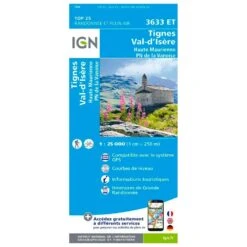 Carte IGN 3633ET Tignes, Val D'Isere, Haute Maurienne, Parc National De La Vanoise