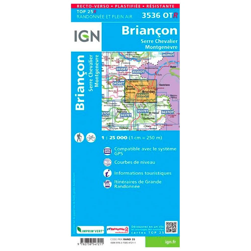 Carte IGN 3536OTR Briancon, Serre Chevalier, Montgenèvre - Résistante 4 Carte IGN 3536OTR Briancon, Serre Chevalier, Montgenèvre - Résistante – Image 2