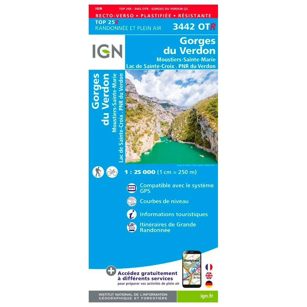 Carte IGN 3442OTR Gorges Du Verdon, Moustiers-Sainte-Marie, Lac De Sainte-Croix, PNR Du Verdon - Résistante 3 Carte IGN 3442OTR Gorges Du Verdon, Moustiers-Sainte-Marie, Lac De Sainte-Croix, PNR Du Verdon - Résistante