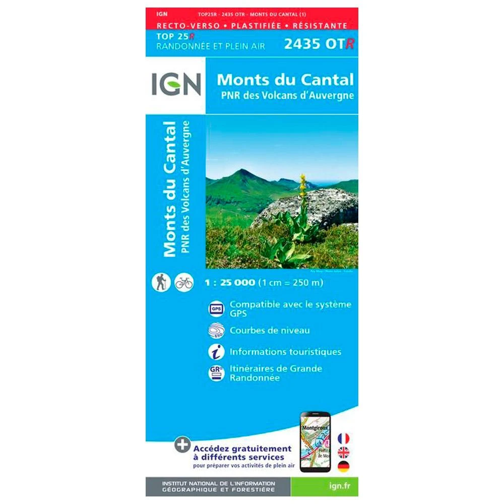 Carte IGN 2435OTR Monts Du Cantal, PNR Des Volcans D'Auvergne - Résistante 3 Carte IGN 2435OTR Monts Du Cantal, PNR Des Volcans D'Auvergne - Résistante