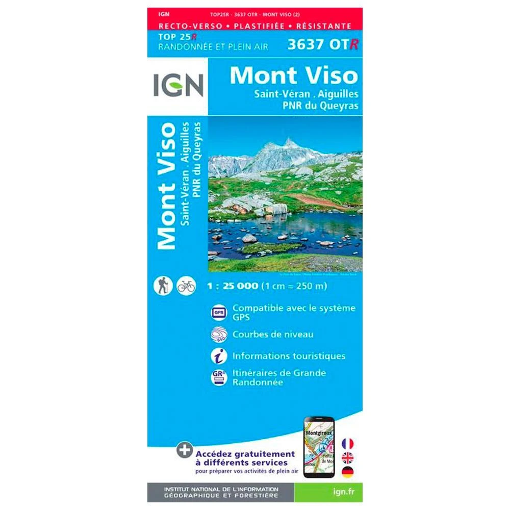 Carte IGN 3637OTR Mont Viso, Saint-Véran, Aiguilles, PNR Du Queyras - Résistante 3 Carte IGN 3637OTR Mont Viso, Saint-Véran, Aiguilles, PNR Du Queyras - Résistante
