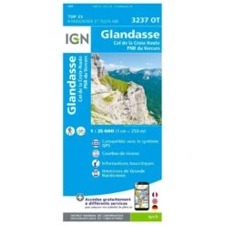 Carte IGN 3237OT Glandasse, Col De La Croix-Haute, PNR Du Vercors