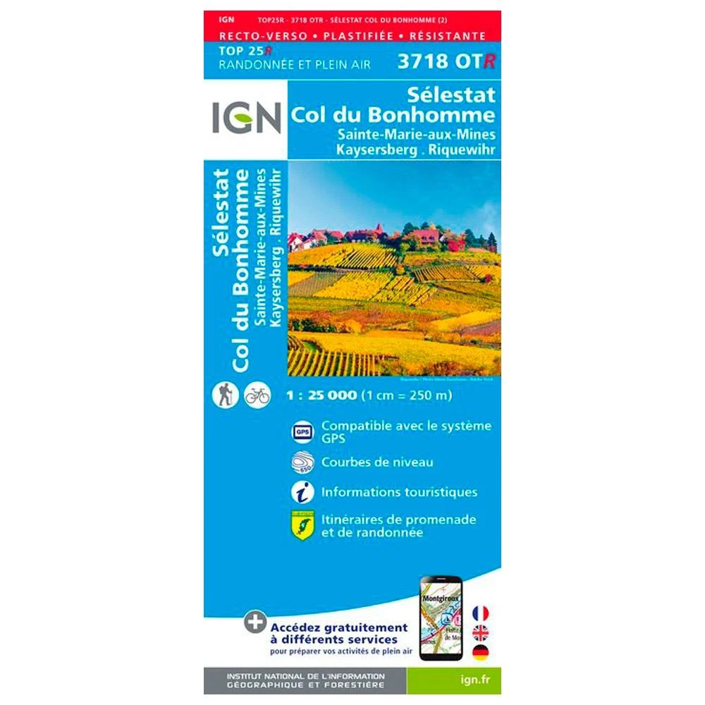 Carte IGN 3718OTR Sélestat, Col Du Bonhomme, Sainte-Marie-aux-Mines, Kaysersberg, Riquewihr - Résistante 3 Carte IGN 3718OTR Sélestat, Col Du Bonhomme, Sainte-Marie-aux-Mines, Kaysersberg, Riquewihr - Résistante